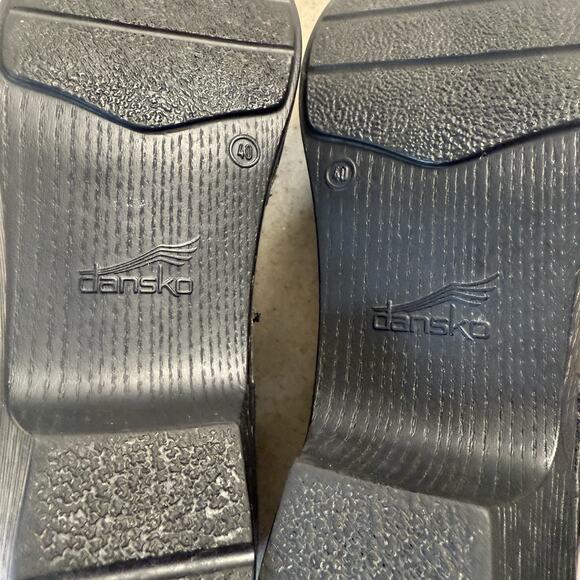 Dansko Black Leather Clogs with Strap - Picture 16 of 16